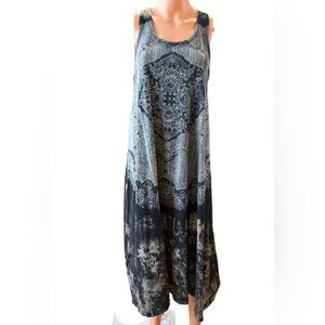 Black and grey boho Patterned Sleeveless Maxi Dress hippie vibe